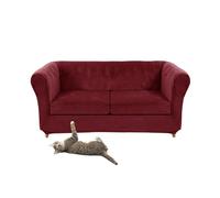 SYLC Copridivano Chesterfield, Velluto Copripoltrona Per Divano Chesterfield Con Sedile Copri Cuscino, Protettore Di Mobili Per Divano Curvo Montato Vintage (Wine red,Loveseat+2 Small Seats)