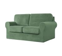 SYLC Ektorp Copridivani Con Cuscini E Schienale Separati, Velluto Elasticizzato Copridivano 1/2/3/4 Posti Con Braccioli, Copri Divano Antiscivolo (Mint green,Large 3-Seat Set 5 PCS)