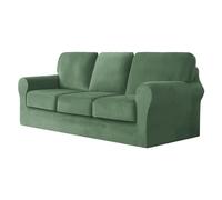 SYLC Ektorp Copridivani Con Cuscini E Schienale Separati, Velluto Elasticizzato Copridivano 1/2/3/4 Posti Con Braccioli, Copri Divano Antiscivolo (Mint green,Large 3-Seat Set 7 PCS)