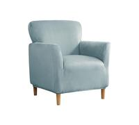 SYLC Fodere Copripoltrona Velluto Elasticizzato Ottomano Copertura Fodera In Ottomano Copridivano Da 1 Posto Con Cuscino Fodera Per Poltrona (Light blue,Chair)