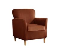 SYLC Fodere Copripoltrona Velluto Elasticizzato Ottomano Copertura Fodera In Ottomano Copridivano Da 1 Posto Con Cuscino Fodera Per Poltrona (Red coffee,Chair+Seat)
