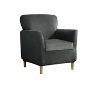 SYLC Fodere Copripoltrona Velluto Elasticizzato Ottomano Copertura Fodera In Ottomano Copridivano Da 1 Posto Con Cuscino Fodera Per Poltrona (Dark gray,Chair+Seat)