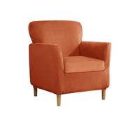 SYLC Fodere Copripoltrona Velluto Elasticizzato Ottomano Copertura Fodera In Ottomano Copridivano Da 1 Posto Con Cuscino Fodera Per Poltrona (Orange,Chair+Seat)