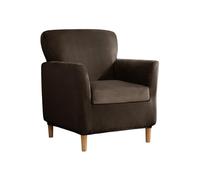 SYLC Fodere Copripoltrona Velluto Elasticizzato Ottomano Copertura Fodera In Ottomano Copridivano Da 1 Posto Con Cuscino Fodera Per Poltrona (Dark brown,Chair+Seat)