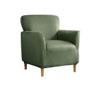 SYLC Fodere Copripoltrona Velluto Elasticizzato Ottomano Copertura Fodera in Ottomano Copridivano da 1 Posto con Cuscino Fodera per Poltrona (Green,Chair)