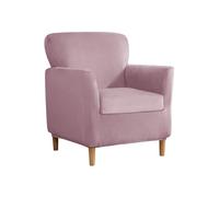 SYLC Fodere Copripoltrona Velluto Elasticizzato Ottomano Copertura Fodera In Ottomano Copridivano Da 1 Posto Con Cuscino Fodera Per Poltrona (Pink,Chair+Seat)