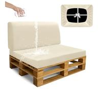 SYLC Impermeabili Fodere Per Cuscini Pallet Da Esterno, Elastico Terciopelo Copri Cuscini Per Bancali, Protezione Per Mobili Divano Giardino Lavabile (Beige,2 PCS(1 Seat+1 Back))