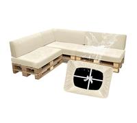 SYLC Impermeabili Fodere Per Cuscini Pallet Da Esterno, Elastico Terciopelo Copri Cuscini Per Bancali, Protezione Per Mobili Divano Giardino Lavabile (Beige,7 PCS(3 Seats+4 Backs))