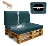 SYLC Impermeabili Fodere Per Cuscini Pallet Da Esterno, Elastico Terciopelo Copri Cuscini Per Bancali, Protezione Per Mobili Divano Giardino Lavabile (Blue,2 PCS(1 Seat+1 Back))