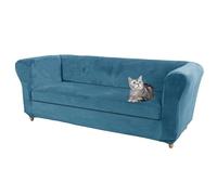 SYLC Velluto Copridivano Chesterfield Copripoltrona Divano Con Sedile Copri Cuscino Protettore Di Mobili Per Divano Curvo Montato Vintage Elastico (Blue,Sofa+1 pc Large 3-Seat)