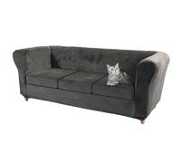 SYLC Velluto Copridivano Chesterfield Copripoltrona Divano Con Sedile Copri Cuscino Protettore Di Mobili Per Divano Curvo Montato Vintage Elastico (Grey,Sofa+3 Small Seats)