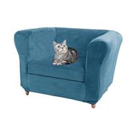 SYLC Velluto Copridivano Chesterfield Copripoltrona Divano Con Sedile Copri Cuscino Protettore Di Mobili Per Divano Curvo Montato Vintage Elastico (Blue,Chair+1 Large Seat)