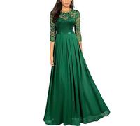 SYLDMKJ Abito Cerimonia Donna Abito da Sera in Pizzo Elegante Sexy Abito Maxi Abito da Matrimonio Abiti da Notte-Verde Scuro-XXL