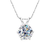 SYLDMKJ Collana Donna Regali di Gioielli A Pendente con Diamante Moissanite 18K Oro.-Bianco-3Ct Moissanite