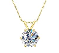 SYLDMKJ Collana Donna Regali di Gioielli A Pendente con Diamante Moissanite 18K Oro.-Giallo-5Ct Moissanite
