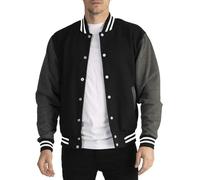 SYLDMKJ Giacca da Uomo Giacca da Baseball Nera, Bianca E Grigia A Contrasto da Uomo-Grigio Nero-XXL