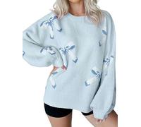 SYLDMKJ Maglione Donna Invernale Autunno E Inverno Fiocco Donna Jacquard Lazy Loose Pullover Maglione-Wathet-M