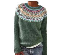 SYLDMKJ Maglione Donna Invernale Donne Inverno Maglione Autunno Casual Sciolto A Scarpone Rotondo Vintage Maglione A Maglia-Verde-S
