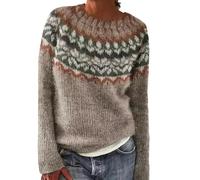 SYLDMKJ Maglione Donna Invernale Donne Inverno Maglione Autunno Casual Sciolto A Scarpone Rotondo Vintage Maglione A Maglia-Cammello-M