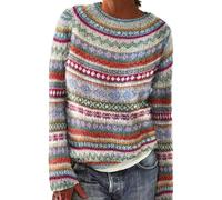 SYLDMKJ Maglione Donna Invernale Donne Inverno Maglione Autunno Casual Sciolto A Scarpone Rotondo Vintage Maglione A Maglia-Blu-S