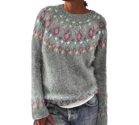 SYLDMKJ Maglione Donna Invernale Donne Inverno Maglione Autunno Casual Sciolto A Scarpone Rotondo Vintage Maglione A Maglia-Mattoni Rosa-M