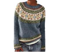 SYLDMKJ Maglione Donna Invernale Donne Inverno Maglione Autunno Casual Sciolto A Scarpone Rotondo Vintage Maglione A Maglia-Lake Blue-XXL