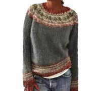 SYLDMKJ Maglione Donna Invernale Donne Inverno Maglione Autunno Casual Sciolto A Scarpone Rotondo Vintage Maglione A Maglia-Buio per Grigio-L