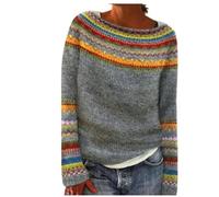 SYLDMKJ Maglione Donna Invernale Donne Inverno Maglione Autunno Casual Sciolto A Scarpone Rotondo Vintage Maglione A Maglia-Giallo-XL