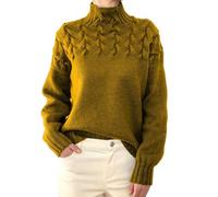 SYLDMKJ Maglione Donna Invernale Maglione A Maniche Lunghe del Collo A Tartaruga delle Donne del Cavo di Moda-Kaki-S