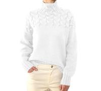 SYLDMKJ Maglione Donna Invernale Maglione A Maniche Lunghe del Collo A Tartaruga delle Donne del Cavo di Moda-Bianco-S