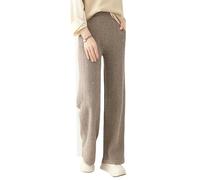 SYLDMKJ Pantaloni Tuta Donna Pantaloni da Donna di Lana A Vita Alta in Cashmere Sciolto Floor Pants Lavorato A Maglia Ispessito-Cammello-M
