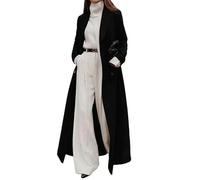 SYLDMKJ Trench Donna Autunno Inverno Donne Cappotto Sciolto Caldo Spessore Trench Coat Lana Blend Giacca Outwear-Nero-XXL