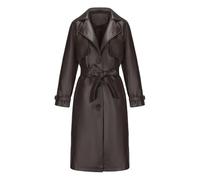 SYLDMKJ Trench Donna Giacca in Pelle Lunga delle Donne Autunnali per La Giacca da Donna in Pelle per La Cintura-Marrone-S