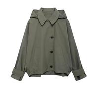 SYLDMKJ Trench Donna Trench da Donna Cappello Cappuccio di Trench Corti con Cappuccio di Trench da Donna Casual-Army Green-M