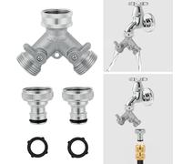 Sylken Splitter per rubinetto a 2 vie, connettore per tubo multifunzione da 3/4", crea 2 circuiti su un singolo rubinetto, valvola di flusso indipendente per uscita, può essere utilizzato come