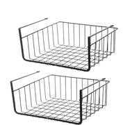 Sylon 2 x organizer per cesto sospeso, cestello da appendere sotto lo scaffale per armadi da cucina, armadi, scaffali, mobili bassi (nero)