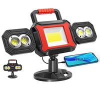 SYLSTAR Faro LED Ricaricabile 25W, 2700LM Faretto a Batteria COB Pieghevole e Portatile con Magnete e Funzione Power Bank, Faretto LED Ricaricabile per Garage, Officina e Cantiere