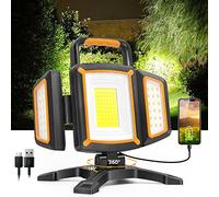 SYLSTAR Faro LED Ricaricabile da 30W, 3000LM Faretto a Batteria Super Luminoso Portatile con Magnete, 5 Modalità e Funzione Power Bank, Faro da Cantiere per Garage, Officina, Campeggio e Emergenza