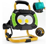 SYLSTAR Faro Led Ricaricabile, lampada da lavoro 50W con Spina, 5000 LM Super Luminoso, Compatibile con Makita 18V Batteria, Dimmerabile con Supporto, IP65, Ideale per Cantiere Edile