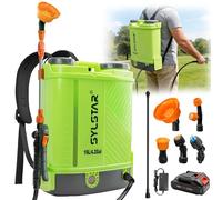 SYLSTAR Pompa Irroratrice a Batteria 16L, 7Bar Potente Pompa a Spalla a Batteria Compatibile con Makita 18V Batterie, Spruzzatore Elettrico Velocità Regolabile,5 Ugelli (Caricabatterie Incluso)