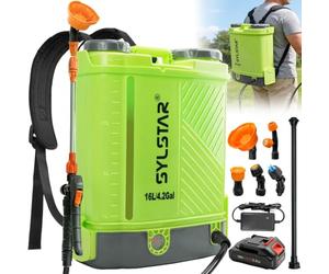 SYLSTAR Pompa Irroratrice a Batteria 16L, 7Bar Potente Pompa a Spalla a Batteria Compatibile con Makita 18V Batterie, Spruzzatore Elettrico Velocità Regolabile,5 Ugelli (Caricabatterie Incluso)