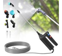SYLSTAR Pompa Irroratrice a Batteria,3 Velocità di Pompa Irroratrice 8m,7.4V Spruzzatore Forte con Indicatore di Batteria, 4 Ugelli Regolabili Nebulizzatore Piante con 60CM Asta Telescopica