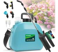 SYLSTAR Pompa Irroratrice a Batteria da 5L, 3 Velocità di Pompa Irroratrice,7.4V Spruzzatore Forte con Indicatore di Batteria, 4 Ugelli Regolabili Nebulizzatore Piante per Giardino (Blu)