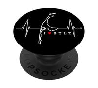 Sylt Skyline Battito del Cuore Mare Nord Germania Amo Sylt PopSockets PopGrip Adesivo