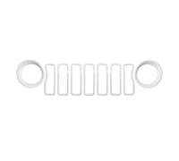 SYLTER Griglia Paraurti per Jeep per Wrangler JL 2024 Anello di Copertura della Griglia E Anello del Faro Accessori per Auto Rosso Decorativo in Fibra di Carbonio Griglia Anteriore Dell'Auto(Bianco)