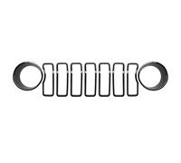 SYLTER Griglia Paraurti per Jeep per Wrangler JL 2024 Anello di Copertura della Griglia E Anello del Faro Accessori per Auto Rosso Decorativo in Fibra di Carbonio Griglia Anteriore Dell'Auto(Nero)