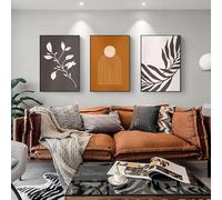 SYLUOQP 3 Pezzi di Arte Astratta da Parete, Decorazione da Parete, Linea Geometrica, Immagini di Foglie per Soggiorno, Decorazione per la casa Poster, Senza Cornice,50x70cm