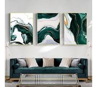 SYLUOQP 3 Pezzi Moderno Soggiorno Marmo Astratto Poster Texture Tela Pittura Bianco Verde Oro Tela Stampa Artistica di Lusso Quadri da Parete Soggiorno Arredamento Senza Cornice,B,40x60cm