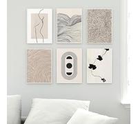 SYLUOQP 6pcs di Arte murale su Tela, Poster botanico Floreale Astratto di Morandi, Opera d'Arte Moderna Minimalista con Fiori, per la Decorazione della casa, Senza Cornice,B,40x60cm