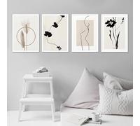 SYLUOQP 6pcs di Arte murale su Tela, Poster botanico Floreale Astratto di Morandi, Opera d'Arte Moderna Minimalista con Fiori, per la Decorazione della casa, Senza Cornice,C,40x60cm